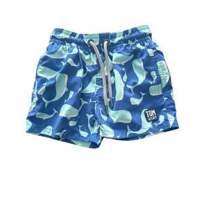 Tom & Teddy baby boy swim trunks sz 1-2 years bathing suit whales 12-24 months